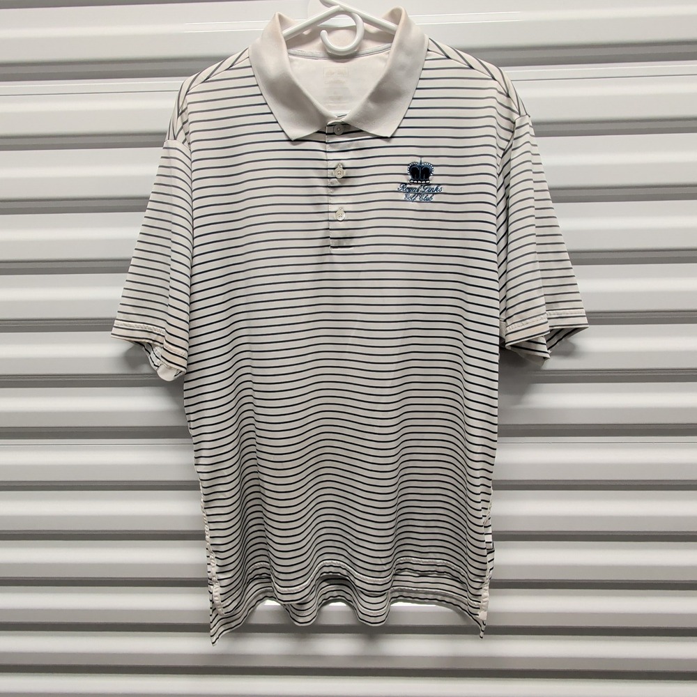 Adidas Royal Links Golf Club Polo Shirt Size XL Mens White Striped Short Sleeve — photo 2